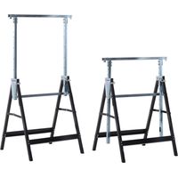 Pont de travail pliable 200 kg hauteur 80-130 cm acier noir, ensemble de 2