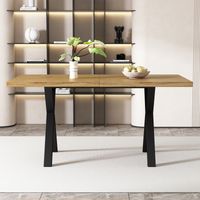Esstisch 140x80 cm im Industrial-Design, Küchentisch in Eiche-Optik mit schwarzen gekreuzten Beinen, Moderner Esstisch mit X-Gestell für 4-6 Personen