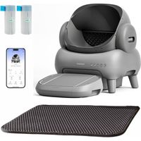 NEAKASA M1 Litière automatique pour grands chats, Grise + Marche pour litière - NEAKASA