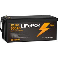 Batterie Lithium 12V 300Ah LiFePO4 - BMS intégré, IP67 étanche, 96Wh/Ah - Remplacement batterie plomb-acide - Pour maison, bateau, camping-car, solaire - BZ0003-LFP-300Ah