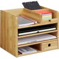 Relaxdays – Organiseur de bureau en bambou – 2 compartiments A4 – Tiroir et subdivisions – Dimensions 26x33x24 cm – Charge max 2kg