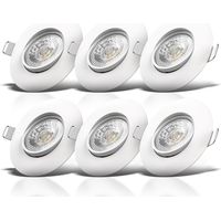 B.K.Licht Lot de 6 spots encastrables LED orientables plat 90x24mm 5W 460lm 3000K blanc chaud IP23 blanc kit spots plafond salon chambre cuisine