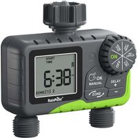 RAINPOINT Minuterie d'eau pour tuyau d'arrosage, système d'irrigation auto, 2 zones de retard de pluie, arrosage manuel.