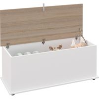 Arcón de Almacenamiento con Tapa Carga Máx. 120 kg para Dormitorio Salón 100x40x40 cm Natural y Blanco