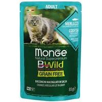 Monge BWild Cat Adult Cabillaud aux crevettes et légumes en sauce 85 g