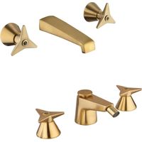 Conjunto mezclador de lavabo y bidé de pared 3 agujeros color latón cepillado Mamoli Gio Ponti KITGIOG5