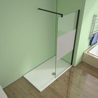 B.70xH.200cm Duschwand +140cm für 6-10mm Glas Schwarz Stabilisator Walk in Duschtrennwand 8mm NANO-Glas mit Glasschutzfolie dusche