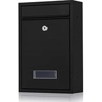 Boîte aux Lettres avec Plaque pour Nome en Acier Galvanisé avec Clé (Le Noir)
