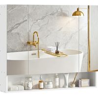 Specchiera Bagno Armadietto 3 Ante Soft Close Ripiani Regolabili Bianco 90x15x75 cm