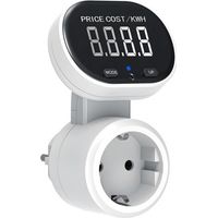 FENOPLASTICAWattmètre Prise Compteur d'Énergie, Compteur Électrique, Prise Consommation Electrique, Mesure Consommation Electrique pour W, KWh, Price, Cost/KWH, Écran Rotatif 45°, Rétroéclairé, 3680W