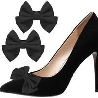 Lot de 2 clips à chaussures noirs détachables avec nœud, accessoires décoratifs pour chaussures de mariage et autres occasions spéciales, adaptés aux chaussures pour femmes