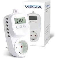 TH12 Termostato WiFi de enchufe (230V/3600W) – Inteligente, con control por aplicación, programa de 7 días, protección contra heladas y memoria EEPROM – para calefactores y dispositivos eléctricos