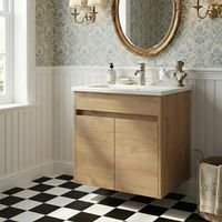 Vitra S50+ Wall Hung 2-Door Vanity Unit with Basin 600mm Wide - Golden Oak