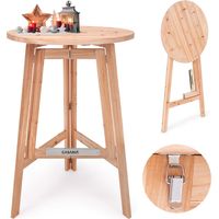 Foldable solid wood bar table 111x80cm round top