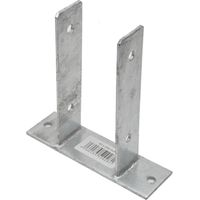 Poteau U avec plaque à visser en acier galvanisé 116x200 mm – Accessoire pour poteau – 6 trous de fixation – Pour béton armé – B2