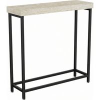 Nikki - Consola de entrada y salón rectangular 75x75x24 cm estilo industrial en metal y MDF marrón