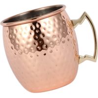 Verre à Moscow Mule 550 ml en acier inoxydable, grande capacité, style Hammer Point, idéal pour les cocktails.