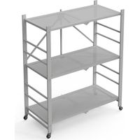 Étagères Cossato, Roulettes, 3 Niveaux, Charge 40 kg, 71x38x87h cm Gris
