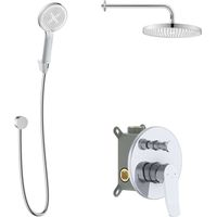 kielle Nefia - Conjunto de ducha con mezclador empotrado, para 2 aparatos, con accesorios y cuerpo EcoSpare, cromado 20627SP110