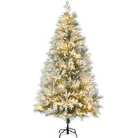 Árbol de Navidad Artificial 180 cm con 300 Luces LED Blancas Cálidas con 577 Ramas Apertura Automática Base Plegable