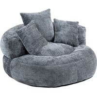 Canapé Lazy Sofa Durable Comfort Chenille Gris 108.00x108.00x52.00 ZIPSOFA Canapé