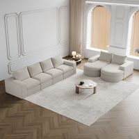 Canapé en chenille avec éléments incurvés et méridienne, entièrement compressé et sans cadre, canapé d'angle modulable avec méridienne, canapé compressé en mousse, ensemble deux pièces