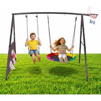 Children's 4-in-1 Garden Swing Set with Nest & Hoop