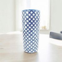18 Inch Round Umbrella Stand - L20 x W20 x H46 cm - Blue/White