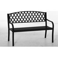 anco de Jardín de 2 Plazas con Respaldo Decorativo y Reposabrazos para Terraza Balcón Patio Exterior Carga 240 kg Hierro Fundido y Acero 128x58,5x89 cm Negro