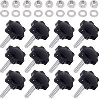 Swpeet 20Pcs Black Metal Clamping Star Knobs Grips - Men's Black Stainless Steel Cufflinks