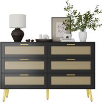 Kommode mit 6 Schubladen, Schwarz, MDF, 120×34×74,5 cm
