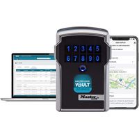 Master Lock Smart Connected Schlüsseltresor zur Wandmontage, Bluetooth oder Kombination, mittel 83 x 127 x 59 mm, Outdoor, für Profis, Schwarz und Grau