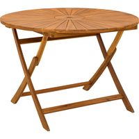 vidaXL Folding Garden Table Natural Ø110 x 75 cm Solid Acacia Wood