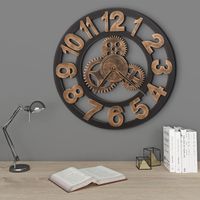 Vidaxl – Horloge murale en métal doré et noir 58 cm – Mécanisme unique – Cadran clair – Précision quartz – Facile à accrocher