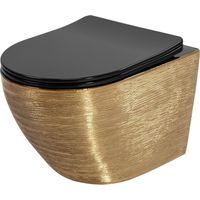 INODORO SUSPENDIDO REA CARLO MINI TORNADO BLACK/BRUSHED GOLD