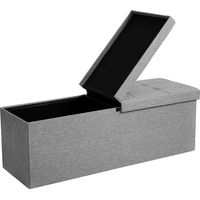 Coffrede Rangement, Banc de Rangement avec Couvercle Pliant, Pouf Pliable, pour Lit,Chambre, Couloir, Gain d’Espace, 120L, 300 kg de Charge Statique Max, Rembourré, Gris Clair LSF71G