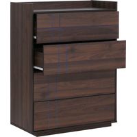 Commode HHG-862, buffet, 4 tiroirs à ouverture par pression, MDF 107 x 80 x 40 cm, aspect noyer