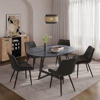 Table de salle Ă manger Loyd, Anthracite/Noir, 120-160 x 120 cm extensible, Vicco
