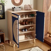 Schuhschrank mit Mehrstufigem Stauraum und Geschlossenen Türen, für Eingangsbereich oder Flur, 76 x 37 x 98.5 cm