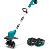 Motobineuse électrique sans fil brushless ,4 Lames Acier,Largeur de travail 20 cm,Profondeur de travail 15 cm,Avec deux batteries 6.0Ah et chargeur
