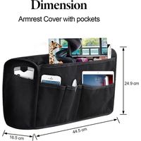 Funda de reposabrazos de lino antideslizante con 6 bolsillos, 2 unidades (negro)