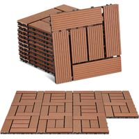 Wolketon WPC Terrassenfliesen 77er Spar Set für 7m², 30x30 cm, Braun in Holzoptik, für Garten Balkon Bodenbelag mit Drainage und Klicksystem