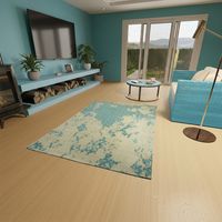 Tapis vintage Comet - Tapis vintage - 240x170cm, Rectangular - 100% Viscose - Tufté main - Bleu