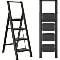 Escabeau 4 marches pliable pour adultes, escabeau 4 marches pliable avec pédales plus larges, design ergonomique et pieds antidérapants, léger et portable, en acier.