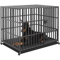 Bingo Paw – Cage pour chien XXL 117x96x84 cm – Cages de transport à roulettes avec 3 portes – Matériaux résistants à la corrosion