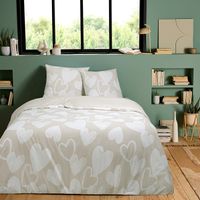 Parure de lit en coton motif cœurs 200x200cm