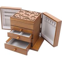 Boîte à bijoux en bois à 5 couches - Grande boîte à bijoux autoportante avec tiroir - Grande capacité - Organiseur pour tous les types de bijoux - Marron