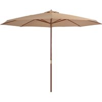 Vidaxl – Parasol droit 350 cm taupe – Mât en bois 48 mm – Tissu polyester anti-UV – Système de ventilation et double poulie