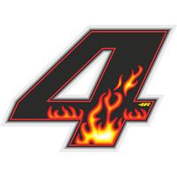 Numeri Adesivi Flames - Numeri: 4 - Dimensione: 100 X 130 MM