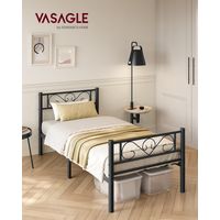 Vasagle – Cadre de lit 90 x 190 – Lit 1 personne en métal – Montage facile – Idéal pour petits espaces – Noir d'encre